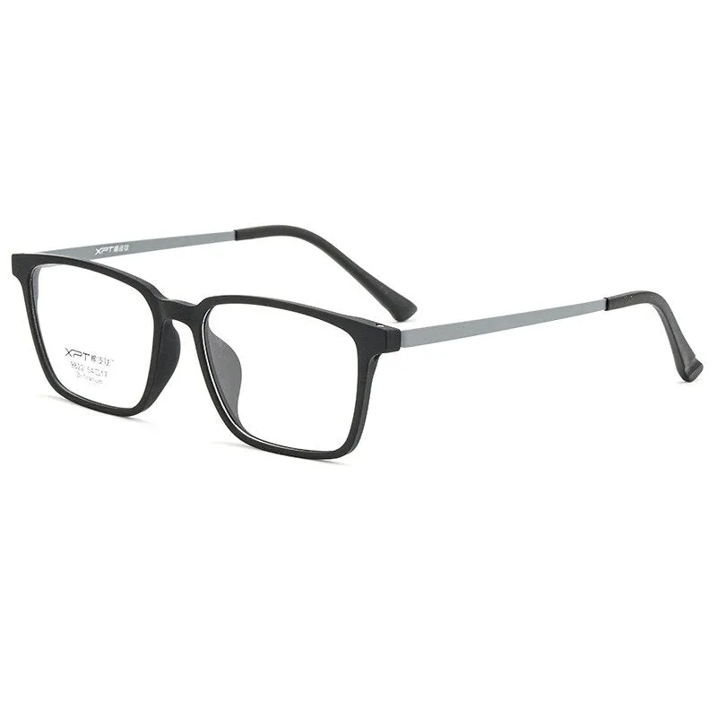 KatKani Unisex Full Rim Square Tr 90 Titanium Reading Glasses Anti Blue Light Black K9822