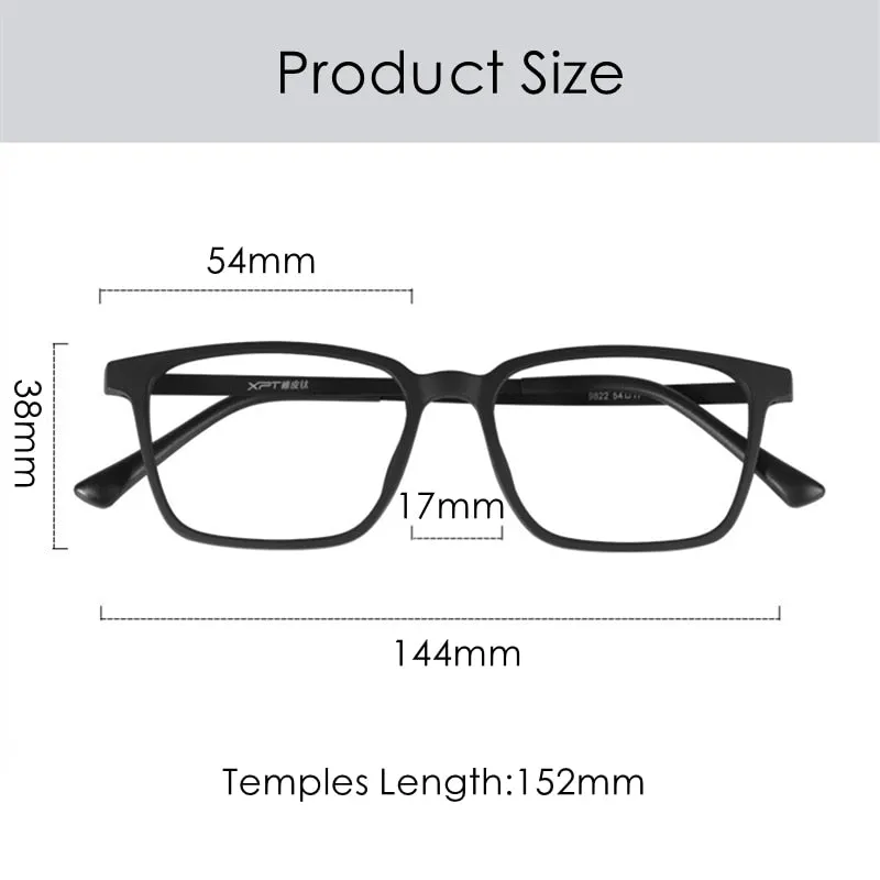 KatKani Unisex Full Rim Square Tr 90 Titanium Reading Glasses Anti Blue Light Black K9822