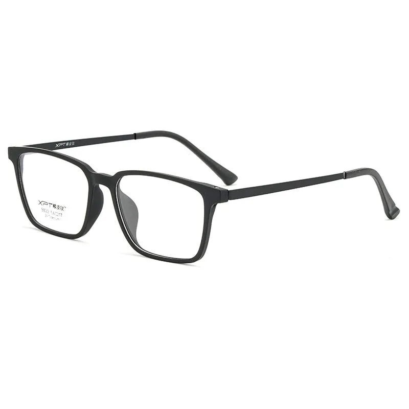 KatKani Unisex Full Rim Square Tr 90 Titanium Reading Glasses Anti Blue Light Black K9822