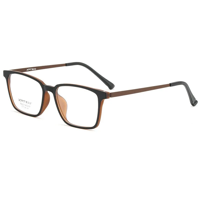 KatKani Unisex Full Rim Square Tr 90 Titanium Reading Glasses Anti Blue Light Black K9822