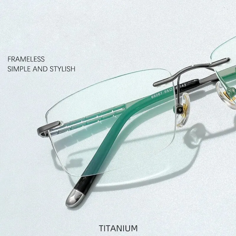 KatKani Unisex Rimless Square Titanium Eyeglasses 66070