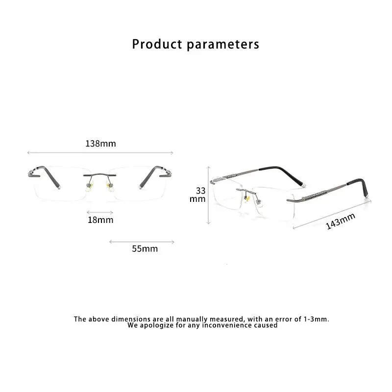 KatKani Unisex Rimless Square Titanium Eyeglasses 66070