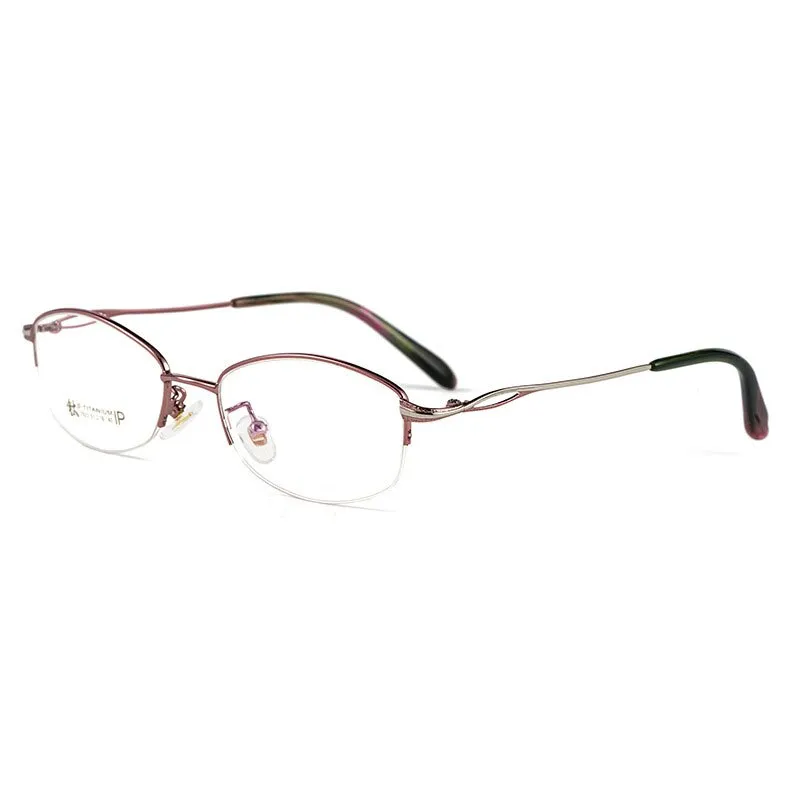 KatKani Women's Semi Rim Oval Rectangle Alloy Eyeglasses 3523x