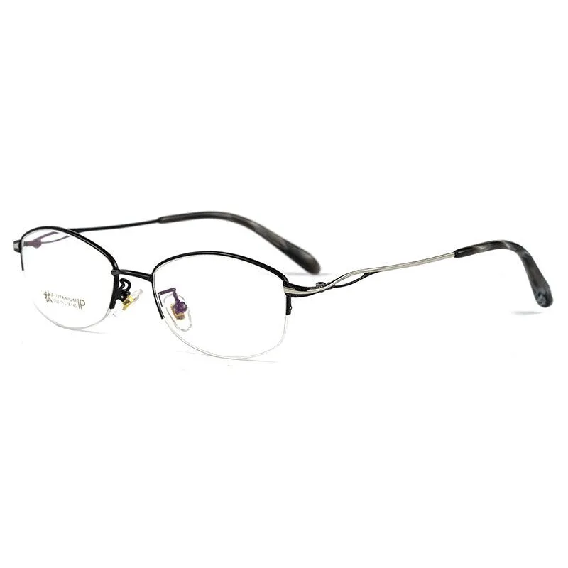 KatKani Women's Semi Rim Oval Rectangle Alloy Eyeglasses 3523x