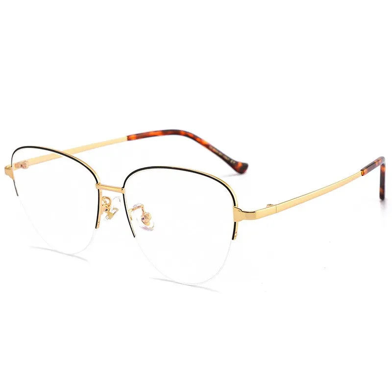 KatKani  Women's Semi Rim Round Cat Eye Alloy Cat Eyeglasses 0580