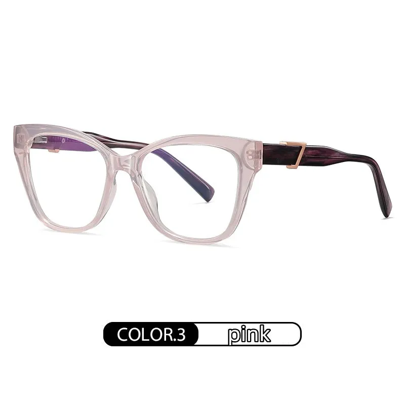 Kocolior Unisex Full Rim Cat Eye Acetate Alloy Hyperopic Reading Glasses C909