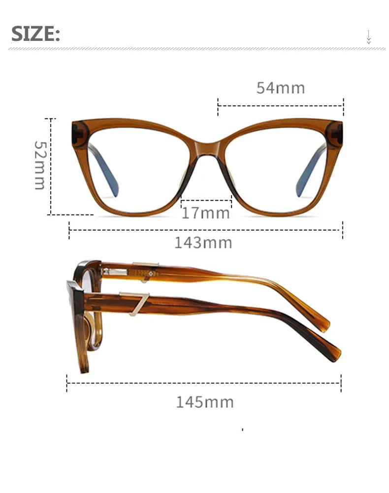 Kocolior Unisex Full Rim Cat Eye Acetate Alloy Hyperopic Reading Glasses C909