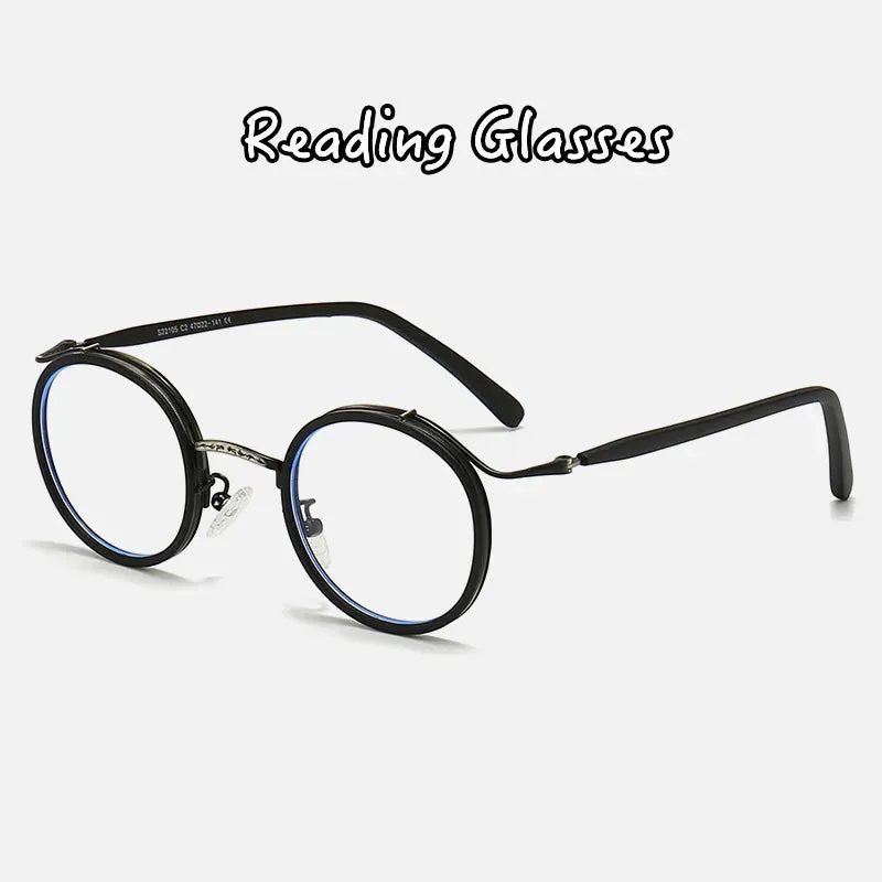 Kocolior Unisex Full Rim Round Acetate Alloy Hyperopic Reading Glasses 22105