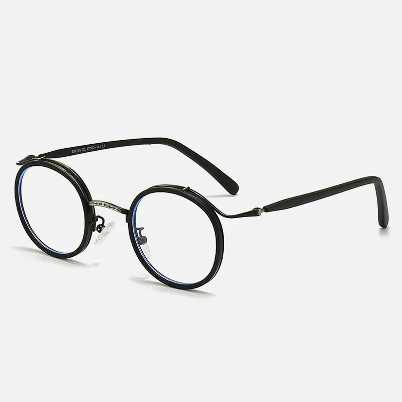 Kocolior Unisex Full Rim Round Acetate Alloy Hyperopic Reading Glasses 22105