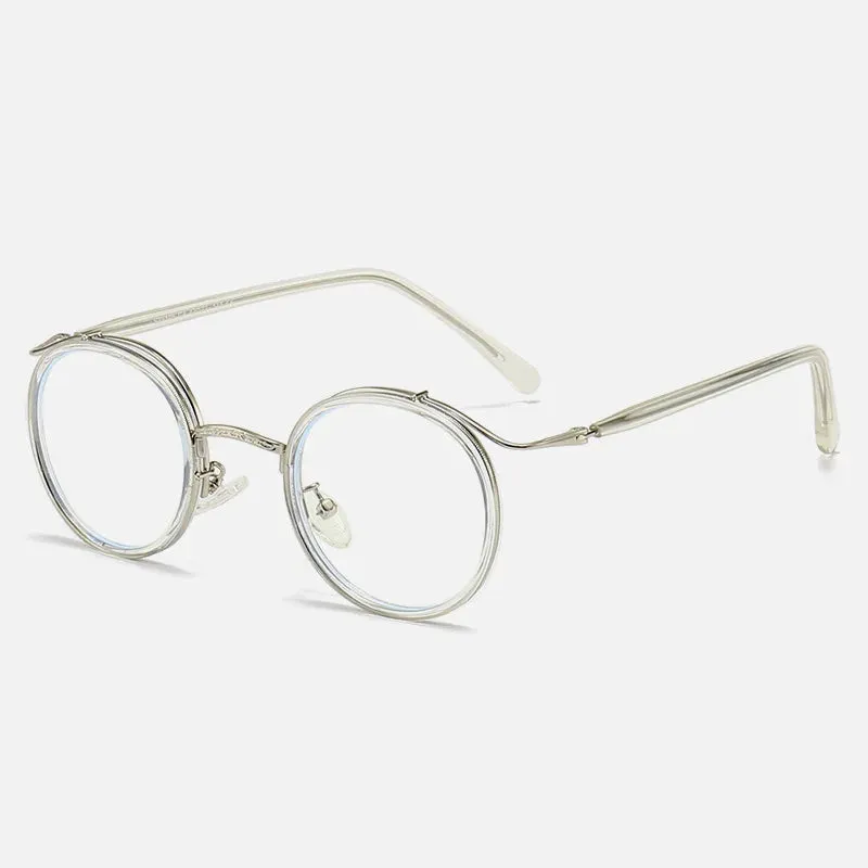 Kocolior Unisex Full Rim Round Acetate Alloy Hyperopic Reading Glasses 22105