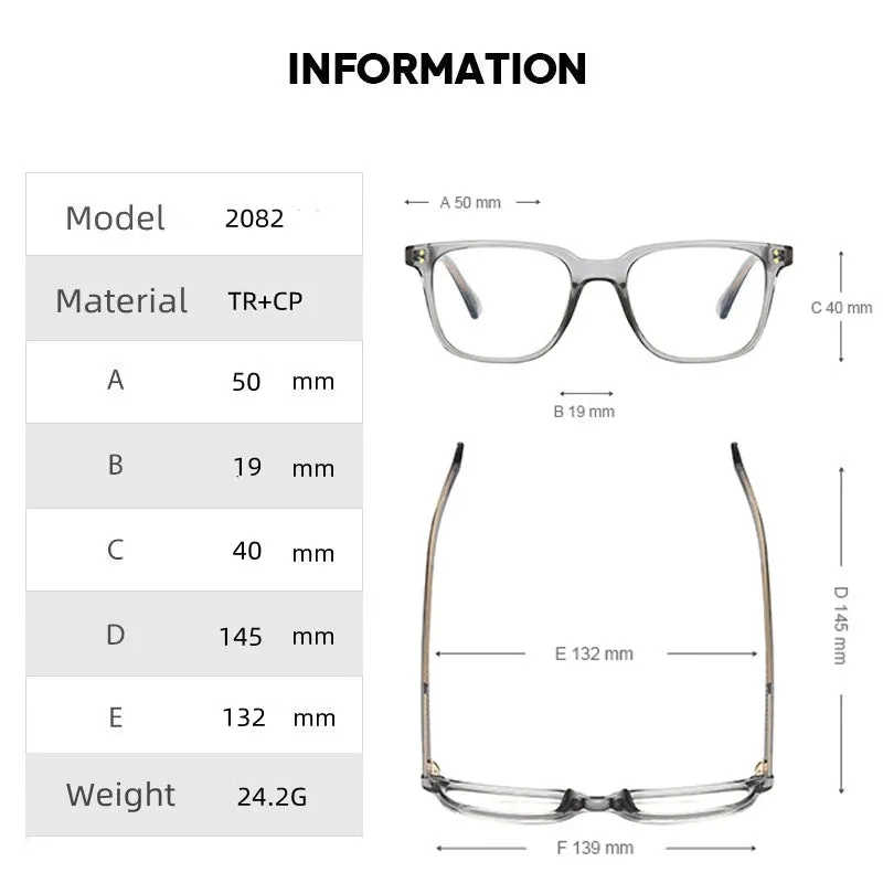 Kocolior Unisex Full Rim Square Acetate Alloy Hyperopic Reading Glasses 2021b