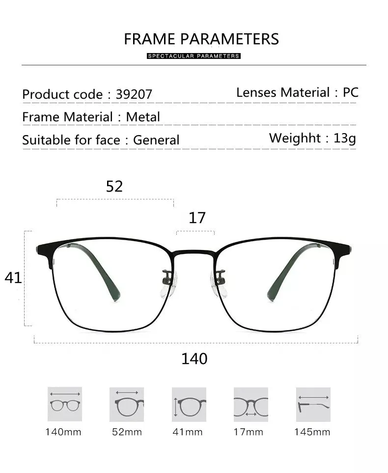 Kocolior Unisex Full Rim Square Acetate Alloy Hyperopic Reading Glasses 91872