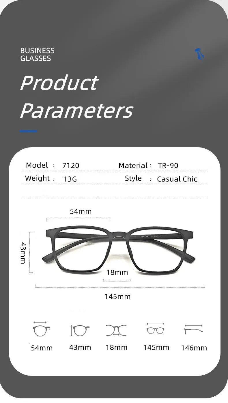 Kocolior Unisex Full Rim Square Tr 90 Acetate Hyperopic Reading Glasses 7120