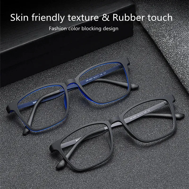 Kocolior Unisex Full Rim Square Tr 90 Titanium Hyperopic Reading Glasses 3067