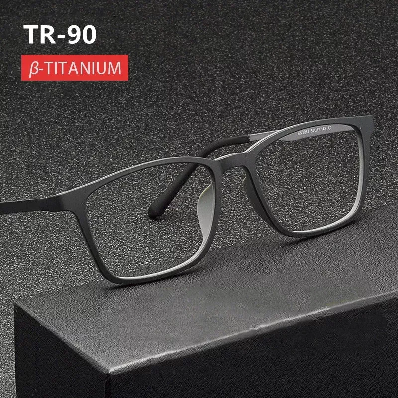 Kocolior Unisex Full Rim Square Tr 90 Titanium Hyperopic Reading Glasses 3067