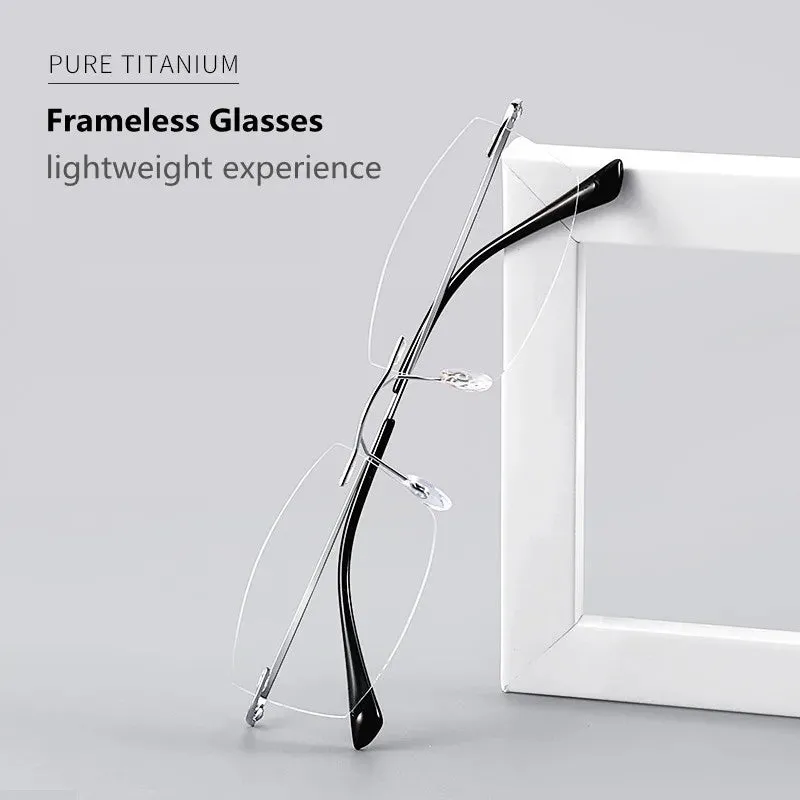 Kocolior Unisex Rimless Square Titanium Hyperopic Reading Glasses 8161