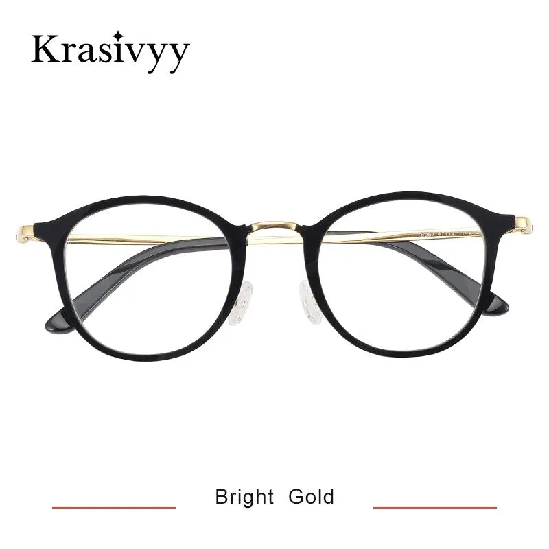 Krasivyy Men's Full Rim Round Square Acetate Titanium Eyeglasses Kr16067