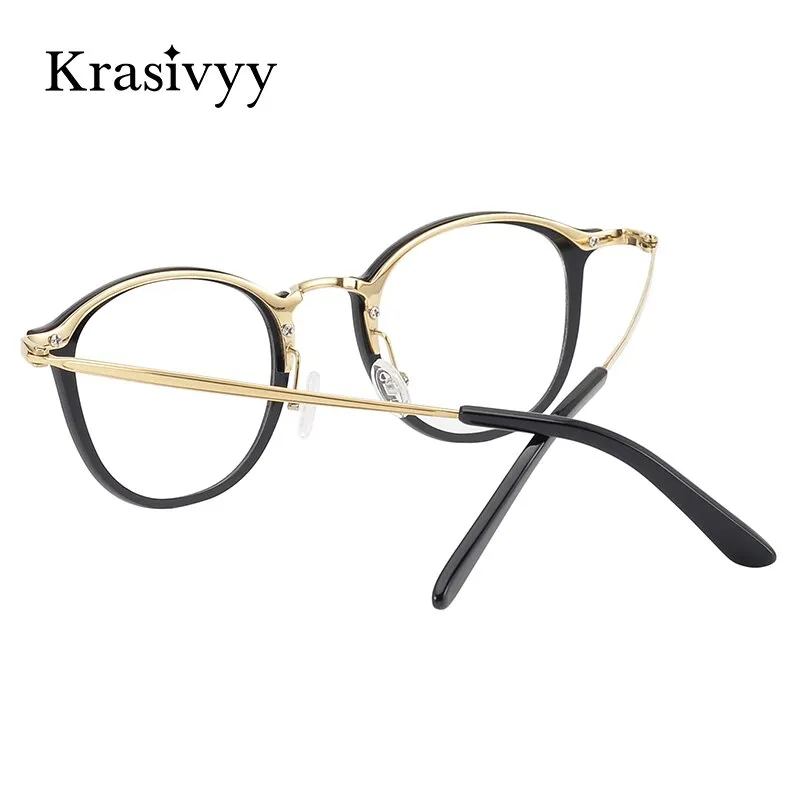 Krasivyy Men's Full Rim Round Square Acetate Titanium Eyeglasses Kr16067