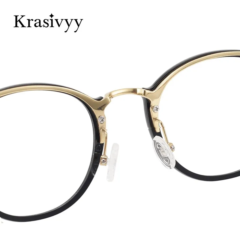 Krasivyy Men's Full Rim Round Square Acetate Titanium Eyeglasses Kr16067