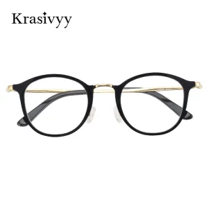 Krasivyy Men's Full Rim Round Square Acetate Titanium Eyeglasses Kr16067