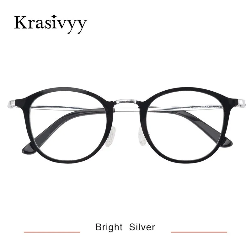 Krasivyy Men's Full Rim Round Square Acetate Titanium Eyeglasses Kr16067