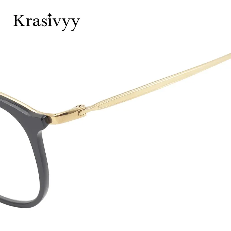 Krasivyy Men's Full Rim Round Square Acetate Titanium Eyeglasses Kr16067