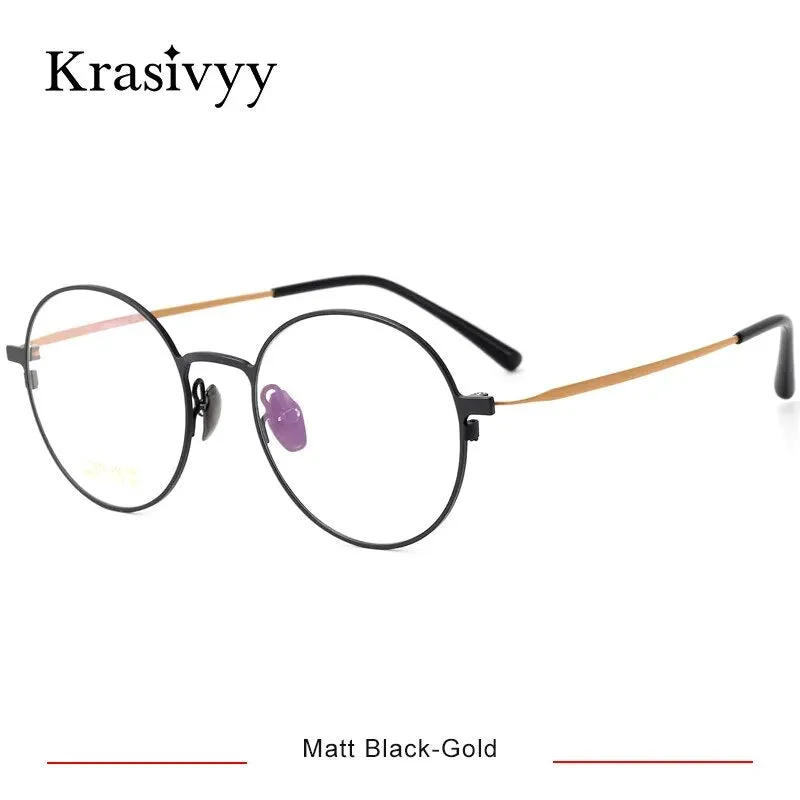 Krasivyy Men's Full Rim Round Titanium Eyeglasses Hm5002