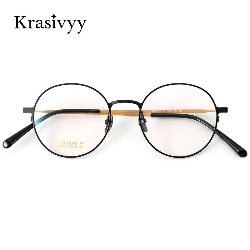 Krasivyy Men's Full Rim Round Titanium Eyeglasses Hm5002