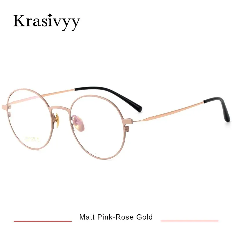 Krasivyy Men's Full Rim Round Titanium Eyeglasses Hm5002