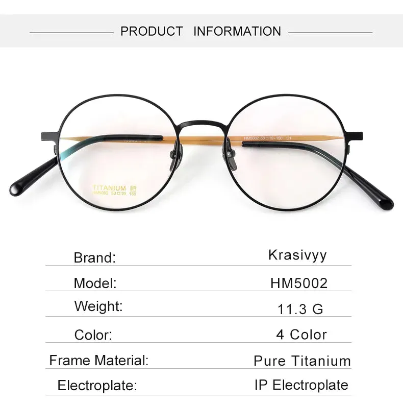 Krasivyy Men's Full Rim Round Titanium Eyeglasses Hm5002