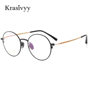 Krasivyy Men's Full Rim Round Titanium Eyeglasses Hm5002