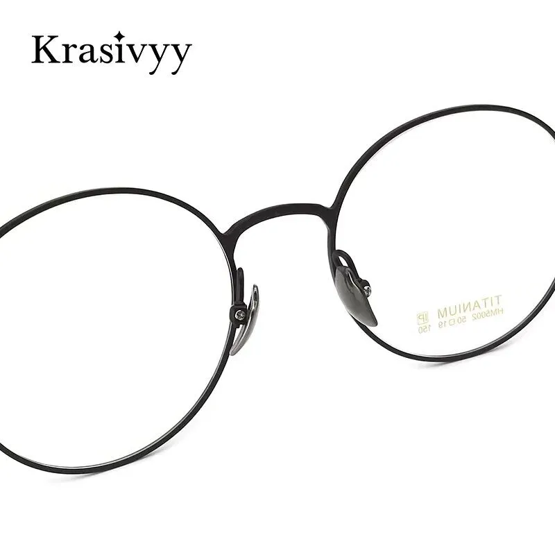 Krasivyy Men's Full Rim Round Titanium Eyeglasses Hm5002