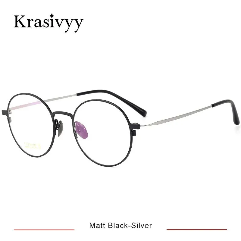 Krasivyy Men's Full Rim Round Titanium Eyeglasses Hm5002