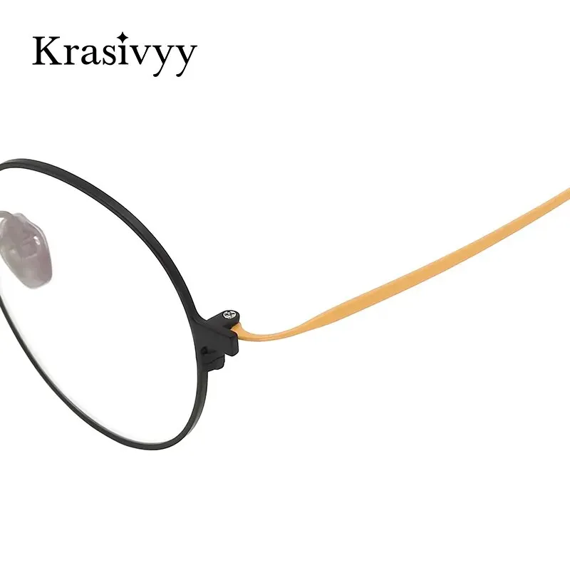 Krasivyy Men's Full Rim Round Titanium Eyeglasses Hm5002