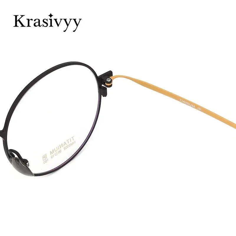 Krasivyy Men's Full Rim Round Titanium Eyeglasses Hm5002