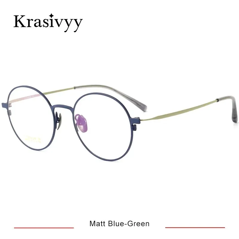 Krasivyy Men's Full Rim Round Titanium Eyeglasses Hm5002