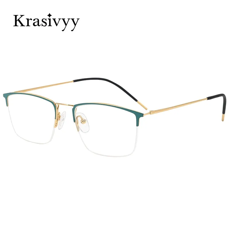 Krasivyy Men's Full Rim Square Titanium Eyeglasses Kr16080