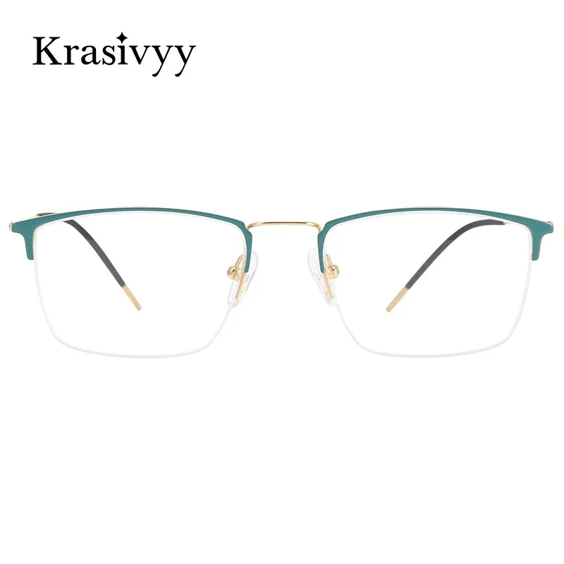 Krasivyy Men's Full Rim Square Titanium Eyeglasses Kr16080