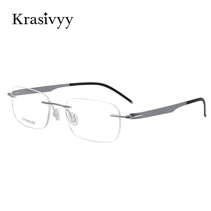 Krasivyy Men's Rimless Square Screwless Titanium Eyeglasses Kr5002