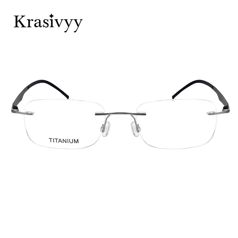 Krasivyy Men's Rimless Square Screwless Titanium Eyeglasses Kr5002