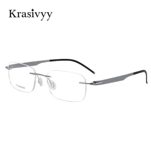 Krasivyy Men's Rimless Square Screwless Titanium Eyeglasses Kr5002