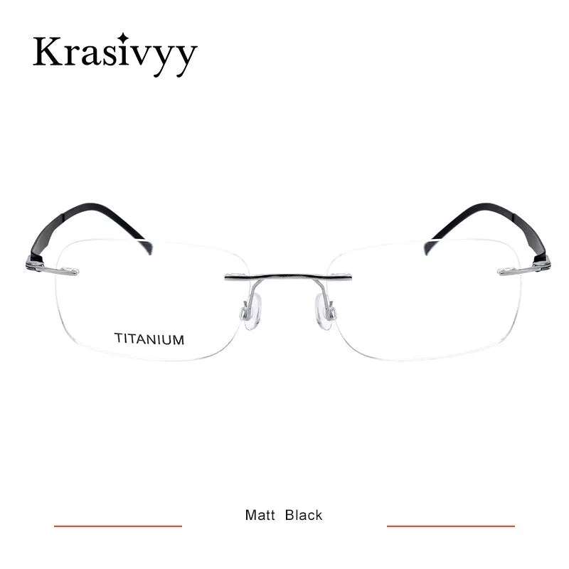 Krasivyy Men's Rimless Square Screwless Titanium Eyeglasses Kr5002