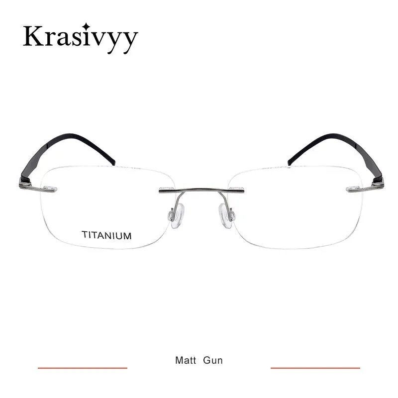 Krasivyy Men's Rimless Square Screwless Titanium Eyeglasses Kr5002