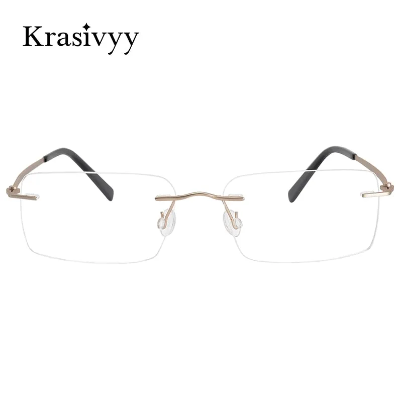 Krasivyy Men's Rimless Square Screwless Titanium Eyeglasses Kr5007