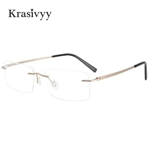 Krasivyy Men's Rimless Square Screwless Titanium Eyeglasses Kr5007