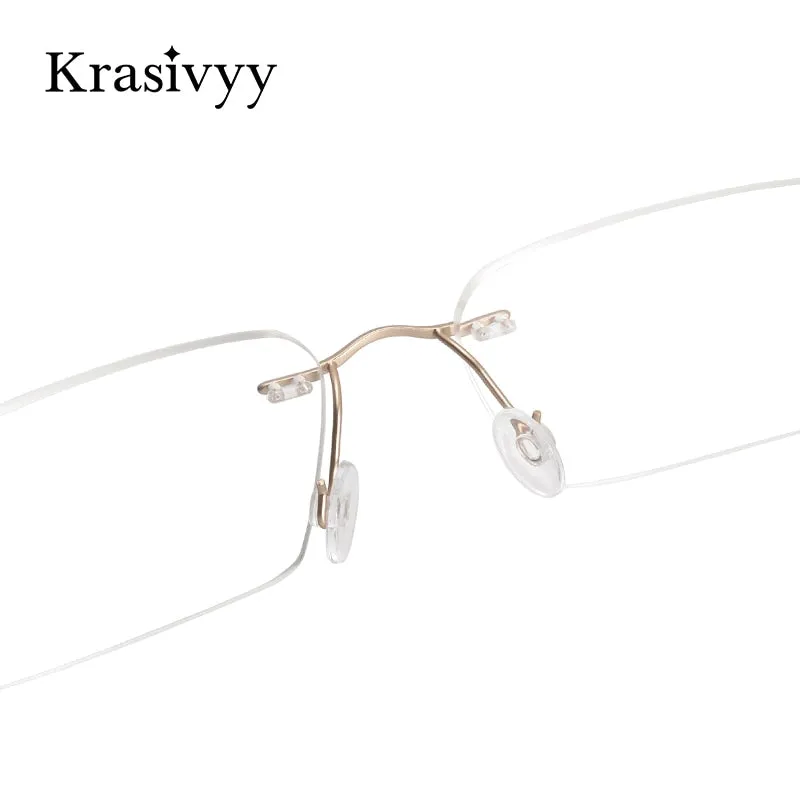 Krasivyy Men's Rimless Square Screwless Titanium Eyeglasses Kr5007