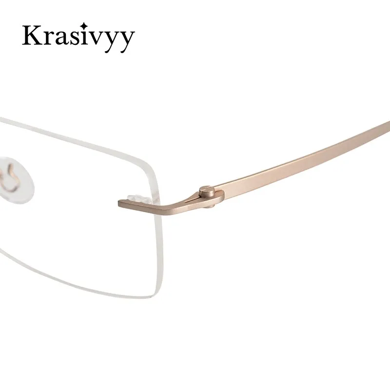 Krasivyy Men's Rimless Square Screwless Titanium Eyeglasses Kr5007