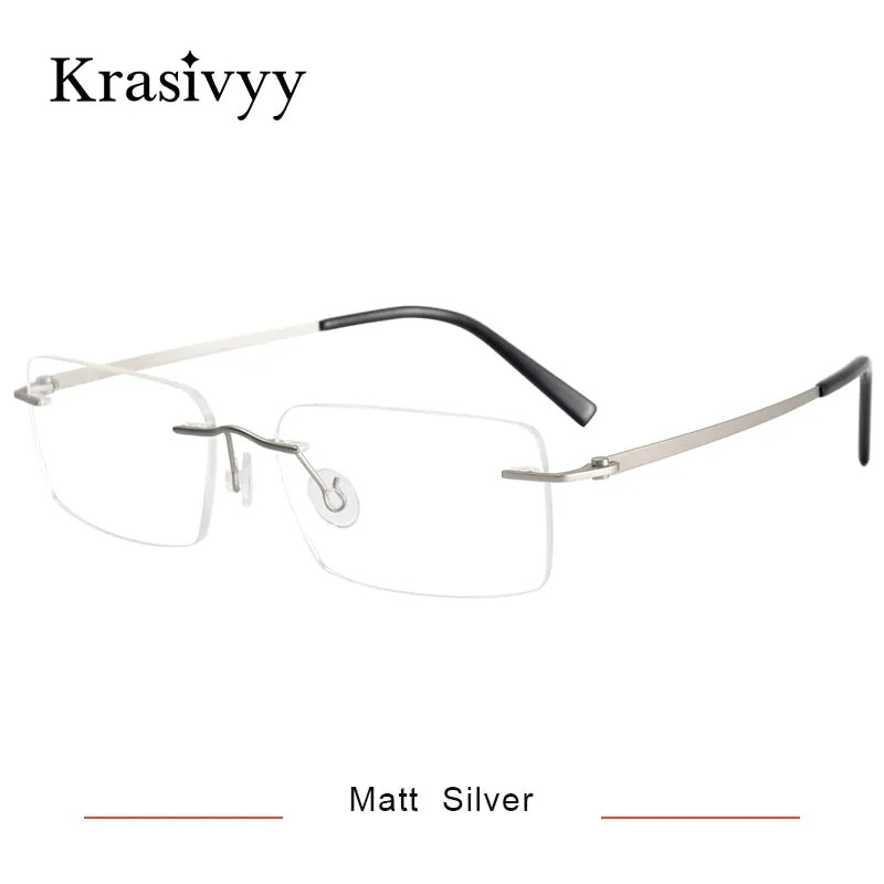 Krasivyy Men's Rimless Square Screwless Titanium Eyeglasses Kr5007