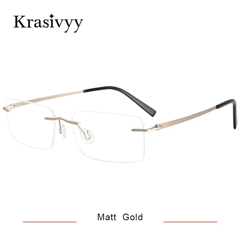 Krasivyy Men's Rimless Square Screwless Titanium Eyeglasses Kr5007