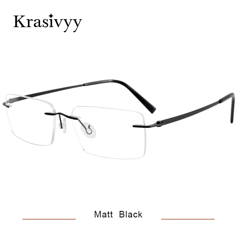 Krasivyy Men's Rimless Square Screwless Titanium Eyeglasses Kr5007